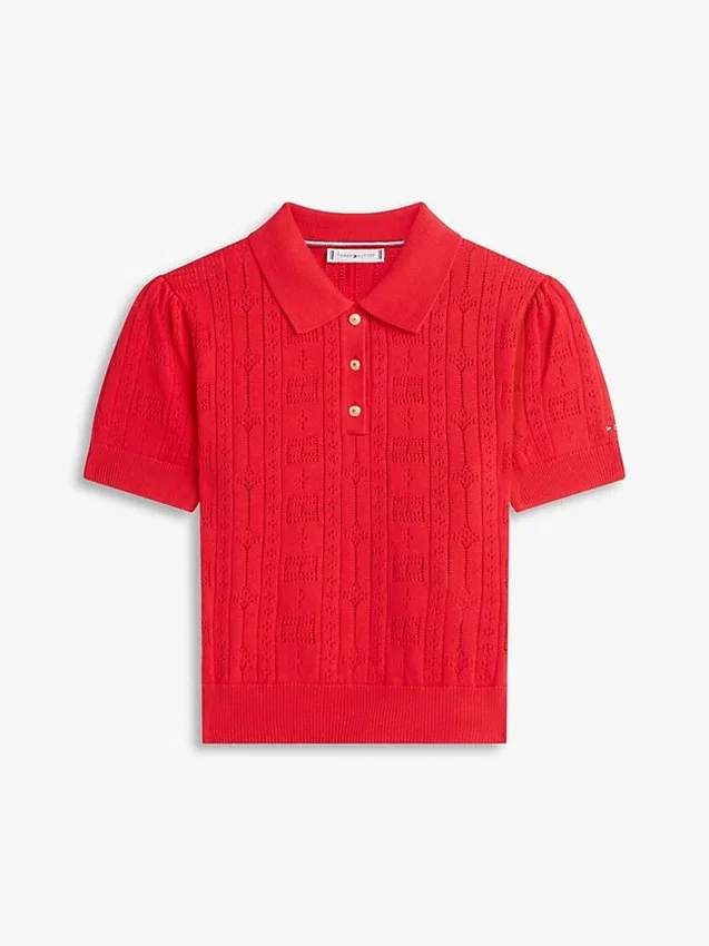 Pulover polo cu logo steag pe toată suprafața Pulover polo cu logo steag pe toată suprafața