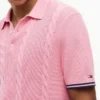 Pulover polo cu mâneci scurte și tricotaj în relief Pulover polo cu mâneci scurte și tricotaj în relief