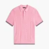 Pulover polo cu mâneci scurte și tricotaj în relief Pulover polo cu mâneci scurte și tricotaj în relief
