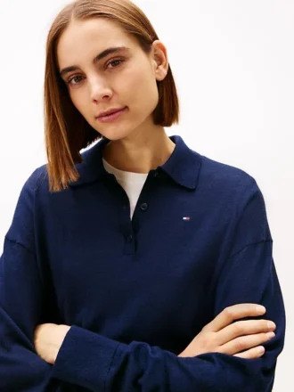 Pulover polo din amestec de lână și mătase