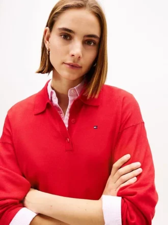 Pulover polo din amestec de lână și mătase