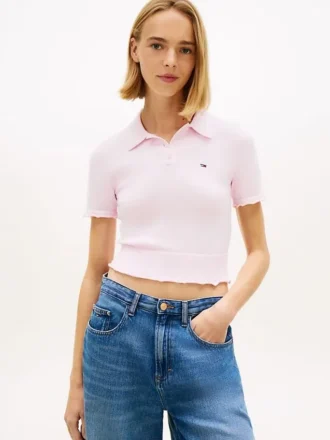 Pulover polo Tommy Jeans cu bordură festonată
