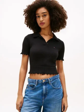 Pulover polo Tommy Jeans cu bordură festonată