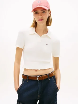 Pulover polo Tommy Jeans cu bordură festonată
