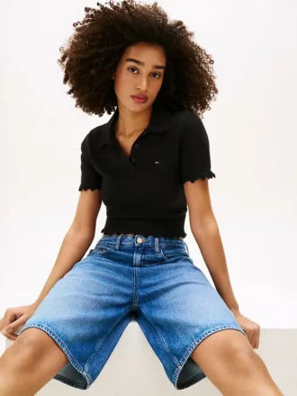 Pulover polo Tommy Jeans cu bordură festonată