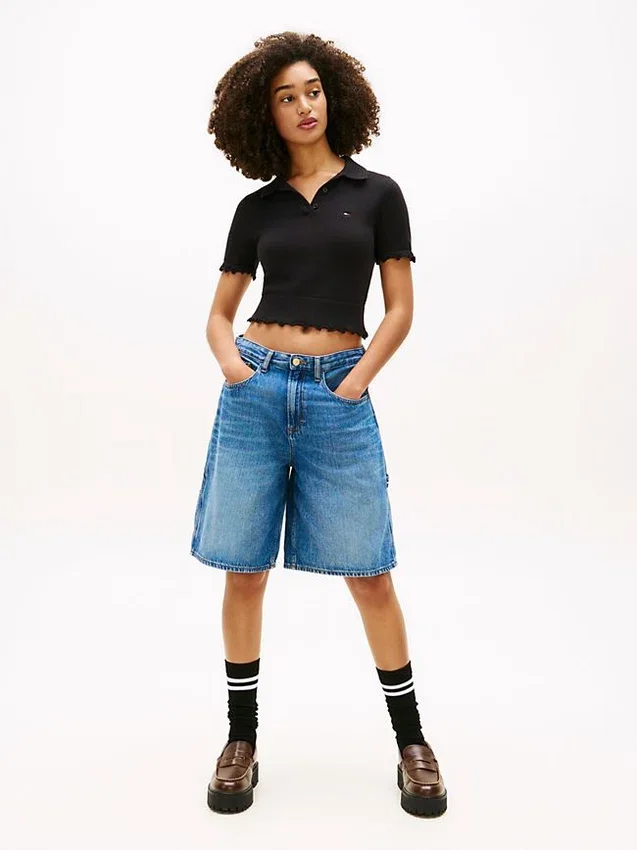 Pulover polo Tommy Jeans cu bordură festonată Pulover polo Tommy Jeans cu bordură festonată