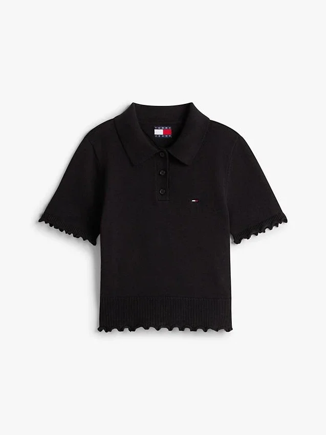 Pulover polo Tommy Jeans cu bordură festonată Pulover polo Tommy Jeans cu bordură festonată