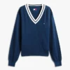 Pulover Tommy Jeans cu croială lejeră și guler în V Pulover Tommy Jeans cu croială lejeră și guler în V