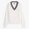 Pulover Tommy Jeans cu croială lejeră și guler în V Pulover Tommy Jeans cu croială lejeră și guler în V
