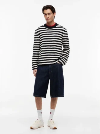 Pulover Tommy Jeans cu dungi din tricot bouclé