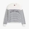Pulover Tommy Jeans cu dungi și logo Varsity