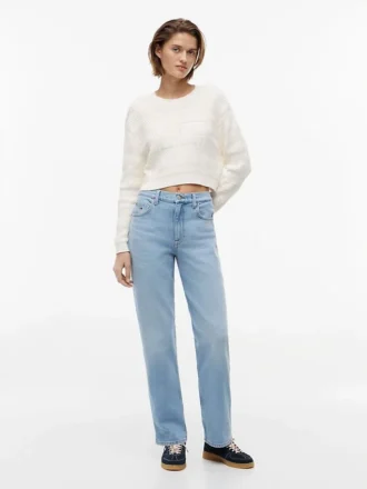 Pulover Tommy Jeans cu șireturi și textură