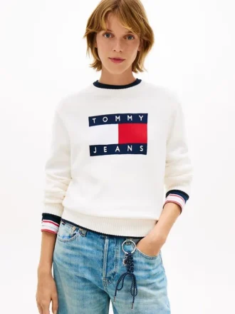 Pulover Tommy Jeans cu logo steag