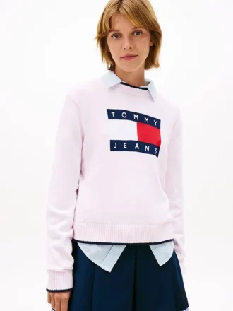 Pulover Tommy Jeans cu logo steag