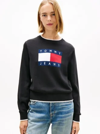 Pulover Tommy Jeans cu logo steag