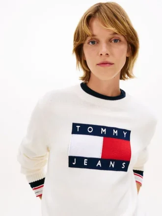 Pulover Tommy Jeans cu logo steag