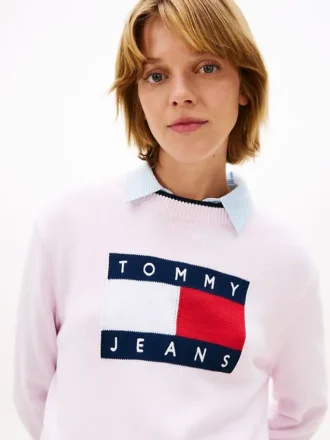 Pulover Tommy Jeans cu logo steag