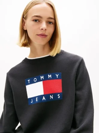 Pulover Tommy Jeans cu logo steag