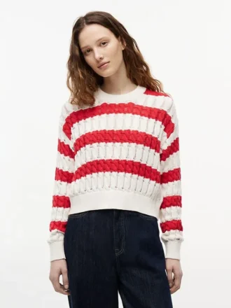 Pulover Tommy Jeans cu tricotaj în dungi