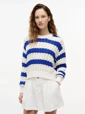 Pulover Tommy Jeans cu tricotaj în dungi