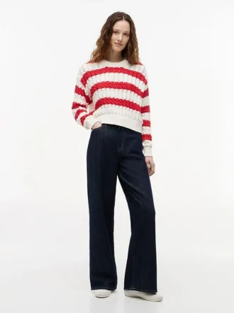 Pulover Tommy Jeans cu tricotaj în dungi