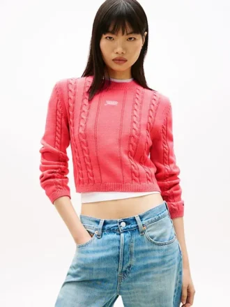 Pulover Tommy Jeans cu tricotaj în formă de cablu