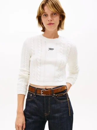 Pulover Tommy Jeans cu tricotaj în formă de cablu Pulover Tommy Jeans cu tricotaj în formă de cablu