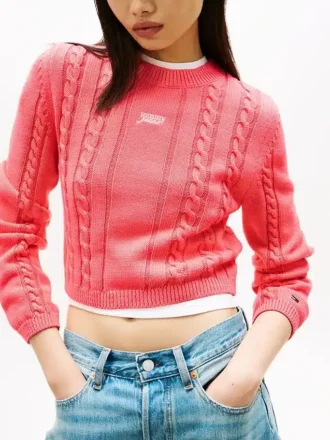Pulover Tommy Jeans cu tricotaj în formă de cablu