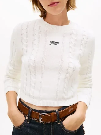 Pulover Tommy Jeans cu tricotaj în formă de cablu Pulover Tommy Jeans cu tricotaj în formă de cablu