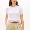 Pulover ușor cu mâneci scurte și dungi pentru pantaloni scurți