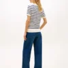 Pulover ușor cu mâneci scurte și dungi pentru pantaloni scurți