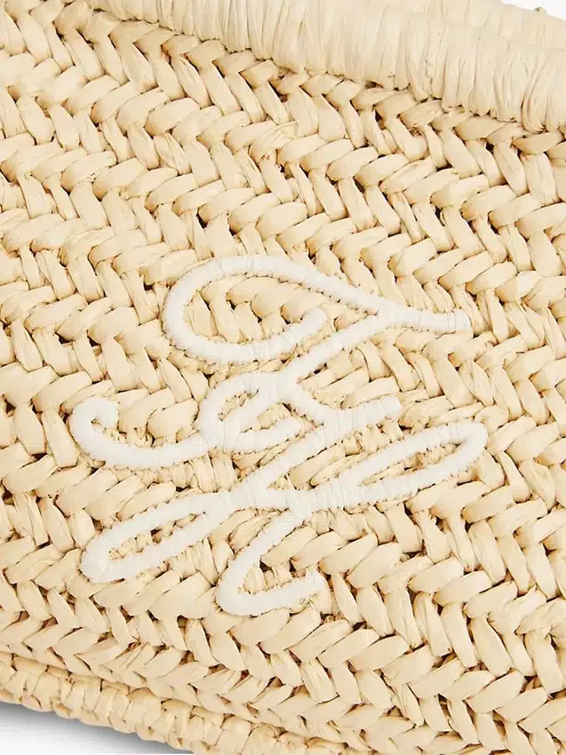 Pungă de mână din rafie cu monogramă Pungă de mână din rafie cu monogramă