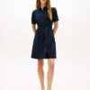 Rochie-cămașă cu mâneci bufante și curea Rochie-cămașă cu mâneci bufante și curea