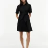 Rochie-cămașă din amestec de in cu legătură în față