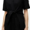 Rochie-cămașă din amestec de in cu legătură în față