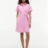 Rochie-cămașă din amestec de in și bumbac, cu curele