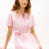 Rochie-cămașă din amestec de in și bumbac, cu curele