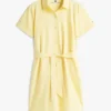 Rochie-cămașă din amestec de in și bumbac, cu curele