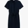 Rochie-cămașă din amestec de in și bumbac, cu curele