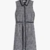 Rochie-cămașă din crep cu imprimeu TH Grid și curele