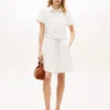Rochie-cămașă din denim alb cu curele Rochie-cămașă din denim alb cu curele