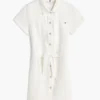 Rochie-cămașă din denim alb cu curele Rochie-cămașă din denim alb cu curele