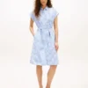 Rochie-cămașă din poplin cu dungi și curele Rochie-cămașă din poplin cu dungi și curele