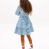 Rochie-cămașă din poplin cu dungi și volane pentru copii