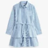 Rochie-cămașă din poplin cu dungi și volane pentru copii
