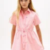 Rochie-cămașă din poplin cu dungi pentru copii Rochie-cămașă din poplin cu dungi pentru copii