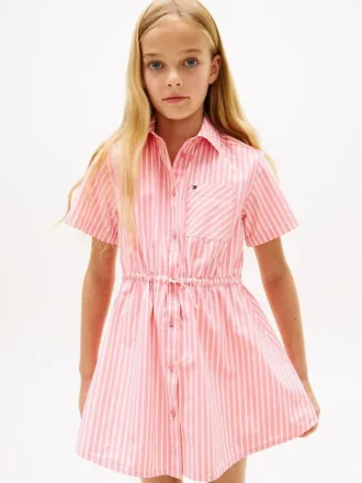 Rochie-cămașă din poplin cu dungi pentru copii