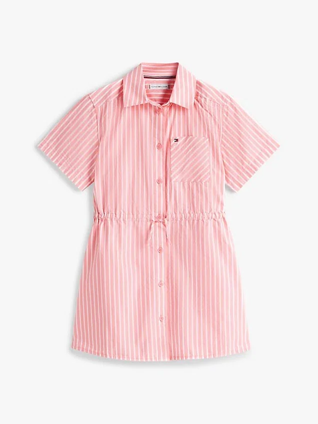 Rochie-cămașă din poplin cu dungi pentru copii Rochie-cămașă din poplin cu dungi pentru copii