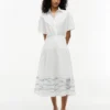 Rochie-cămașă din poplin cu mâneci scurte Rochie-cămașă din poplin cu mâneci scurte