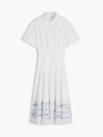 Rochie-cămașă din poplin cu mâneci scurte